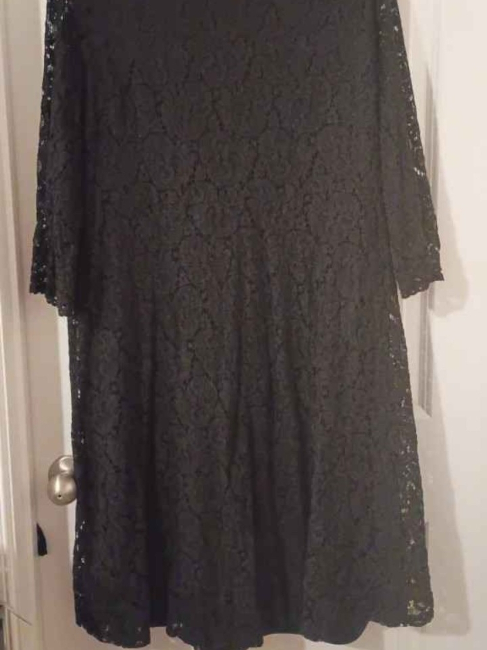Simply Be Black Lace Long Sleeve A-Line Dress